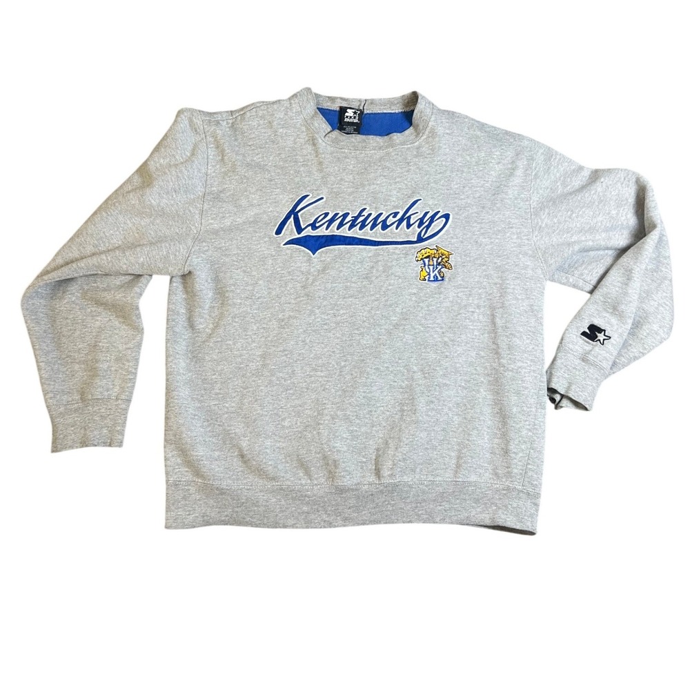 VTG Starter Kentucky Wildcats Crewneck Sweatshirt Gray Blue Logo Spellout Size M